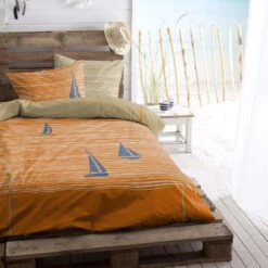 Cinderella Dekbedovertrek Boats - Katoen - 140x200/220 Cm - Burned Orange -Cinderella Sales Store 1000042990 0102
